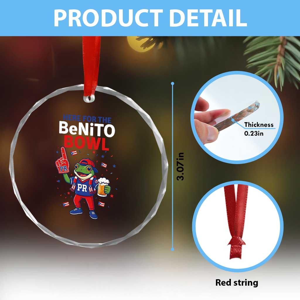 Funny Benito Bowl Puerto Rican Football Crystal Glass Ornament Coquí Frog Music Fan with Beer and Foam Finger