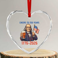 Funny Benjamin Franklin Heart Crystal Glass Ornament Cheers To 250 Years