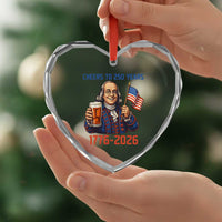 Funny Benjamin Franklin Heart Crystal Glass Ornament Cheers To 250 Years