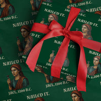 Funny Biblical Jael Nailed It Vintage Wrapping Paper Roll Strong Woman Bible Story Dark Humor Meme