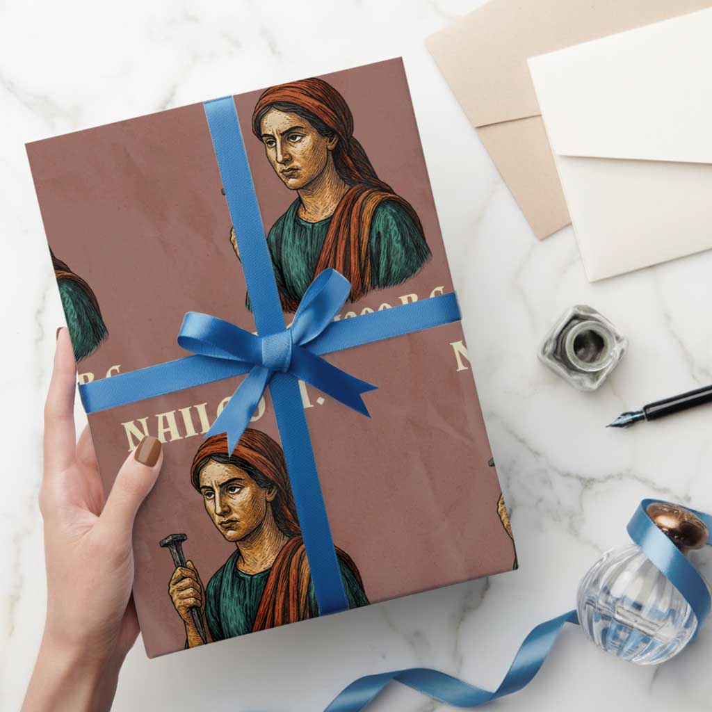 Funny Biblical Jael Nailed It Vintage Wrapping Paper Roll Strong Woman Bible Story Dark Humor Meme