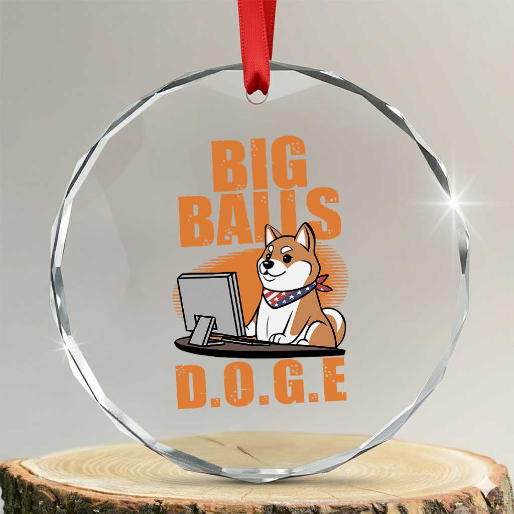 Funny Big Balls D.O.G.E Crystal Glass Ornament DOGE Shiba TS02