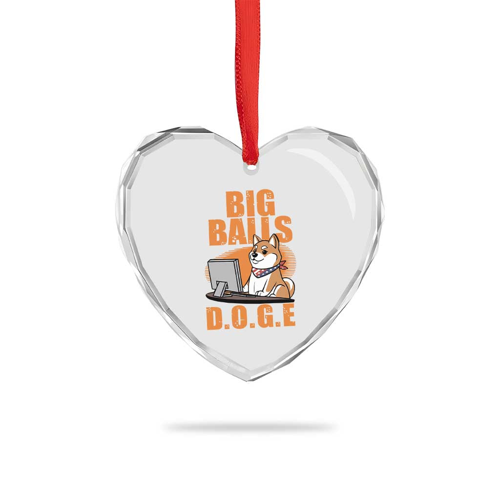 Funny Big Balls D.O.G.E Heart Crystal Glass Ornament DOGE Shiba - Wonder Print Shop