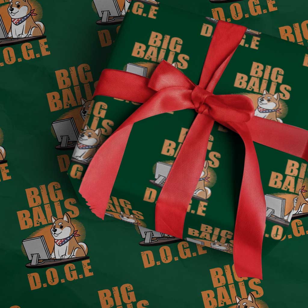 Funny Big Balls D.O.G.E Wrapping Paper Roll DOGE Shiba - Wonder Print Shop