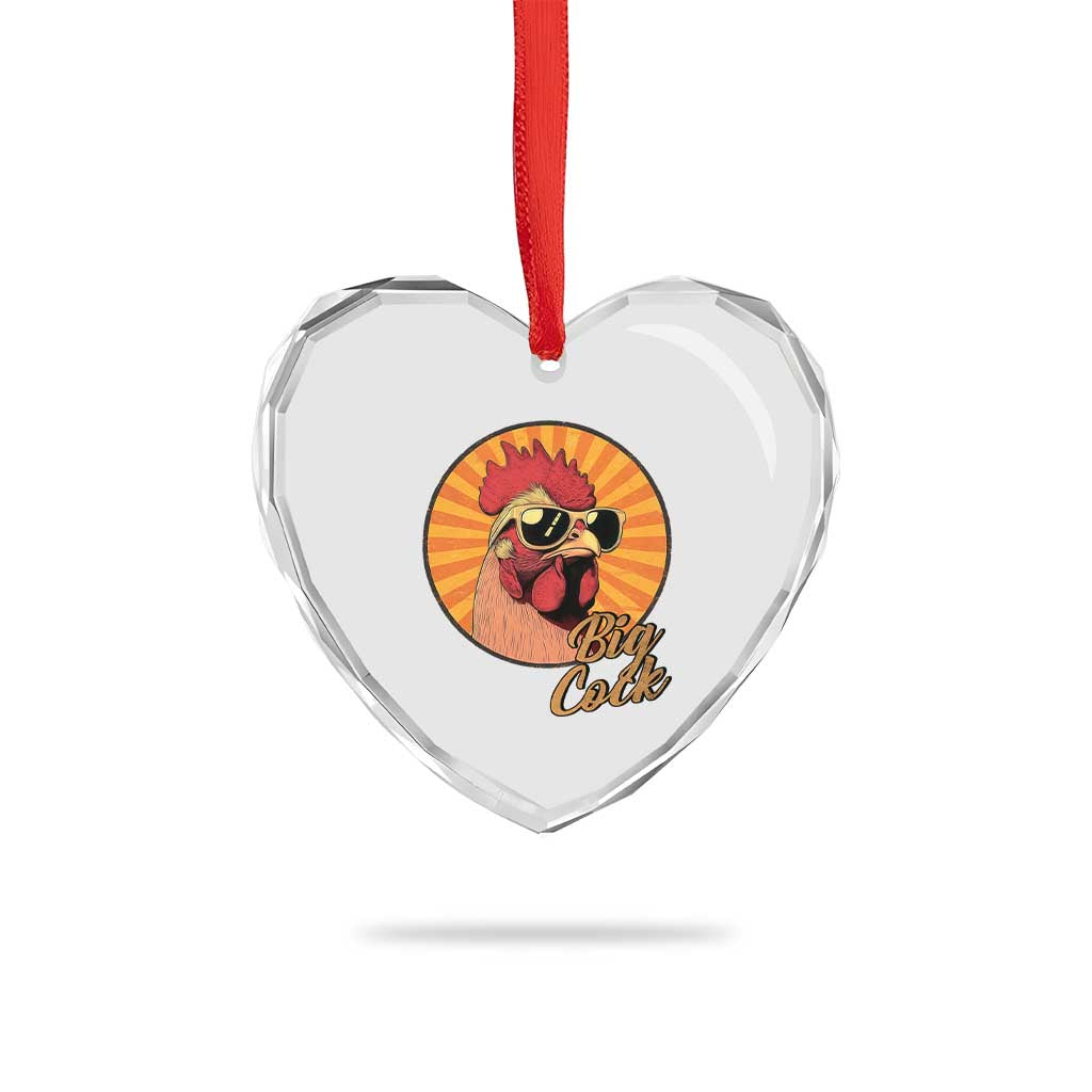 Funny Big Cock Chicken Heart Crystal Glass Ornament Raunchy Inappropriate Adult Humor - Wonder Print Shop