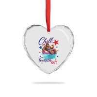 Funny Bigfoot 4th Of July Heart Crystal Glass Ornament Chill The Fourth Out