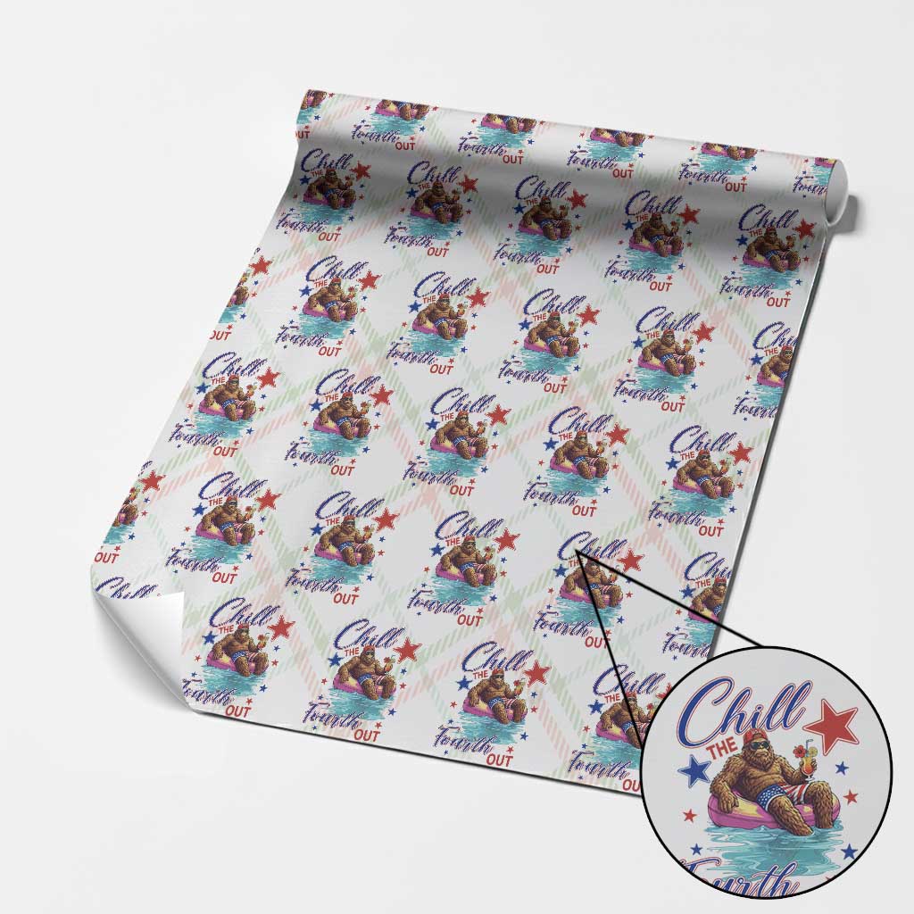 Funny Bigfoot 4th Of July Wrapping Paper Roll Chill The Fourth Out