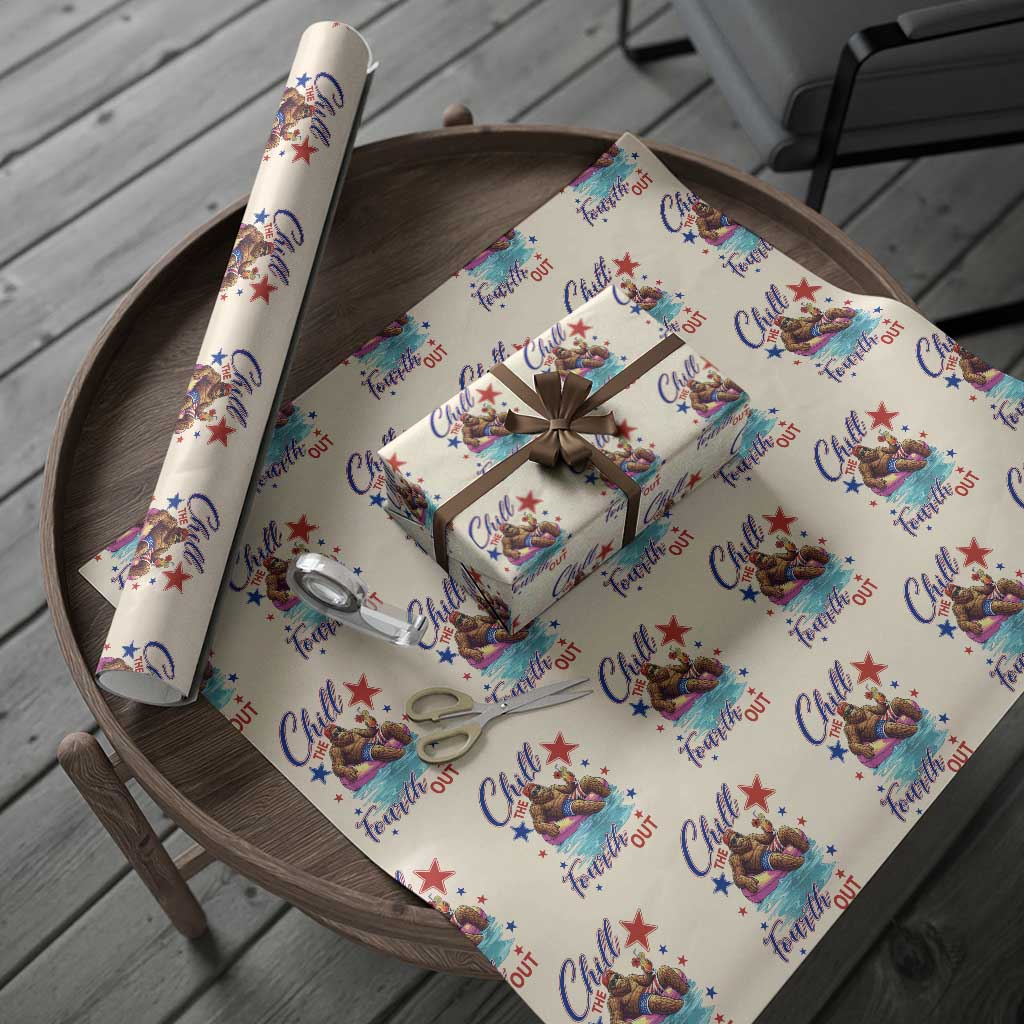 Funny Bigfoot 4th Of July Wrapping Paper Roll Chill The Fourth Out