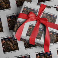 Funny Bigfoot 4th of July Wrapping Paper Roll Patriotic Sasquatch American Flag Party Festival