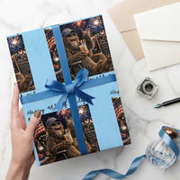 Funny Bigfoot 4th of July Wrapping Paper Roll Patriotic Sasquatch American Flag Party Festival