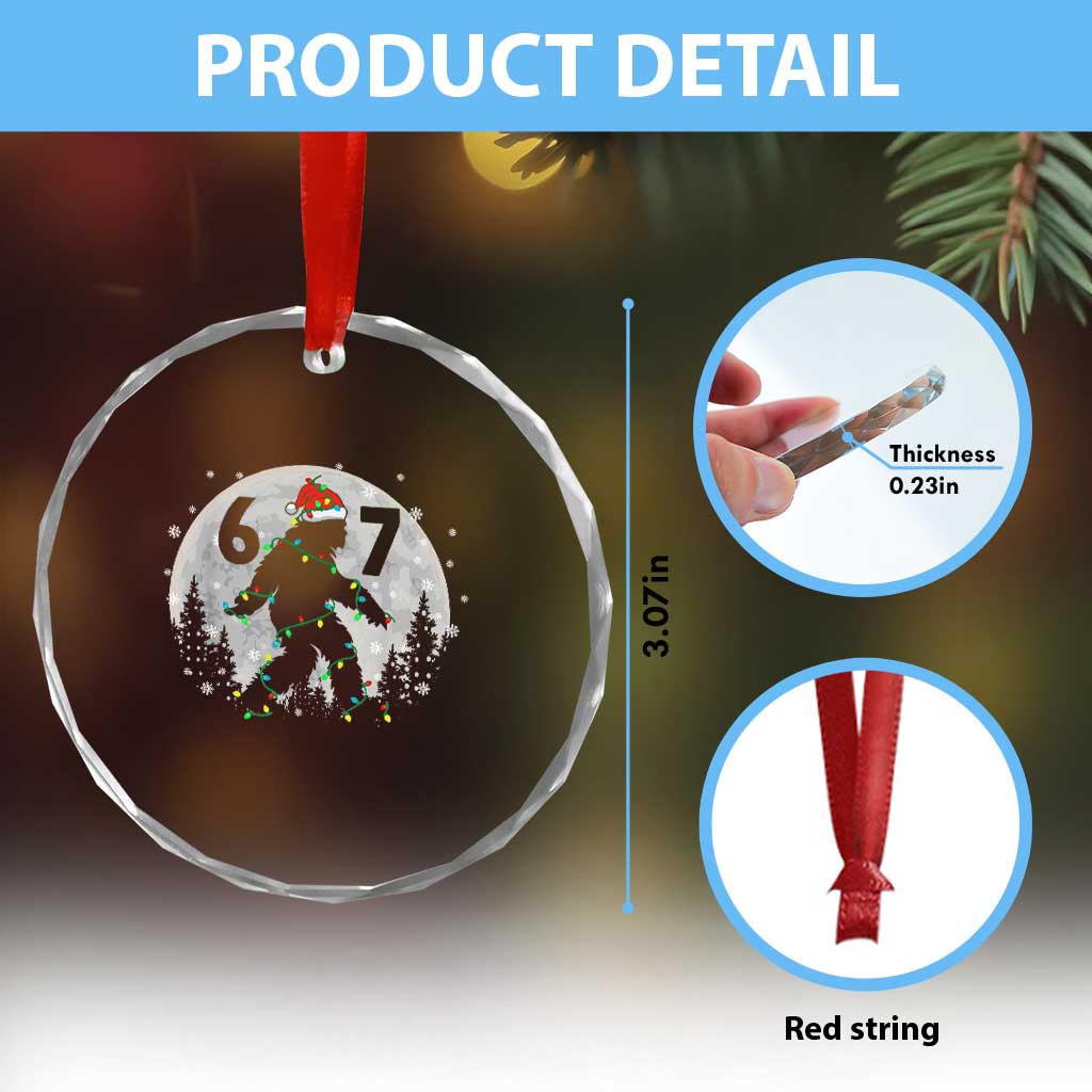 Funny Bigfoot 67 Christmas Night Stroll Moon Sasquatch Crystal Glass Ornament - Wonder Print Shop