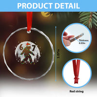Funny Bigfoot 67 Christmas Night Stroll Moon Sasquatch Crystal Glass Ornament - Wonder Print Shop
