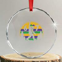 Funny Bigfoot 67 Mardi Gras Crystal Glass Ornament Sasquatch Parade Jester Hat