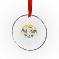 Funny Bigfoot 67 Mardi Gras Crystal Glass Ornament Sasquatch Parade Jester Hat