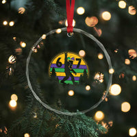 Funny Bigfoot 67 Mardi Gras Crystal Glass Ornament Sasquatch Parade Jester Hat