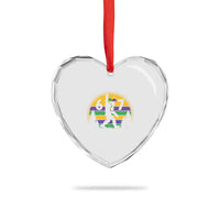 Funny Bigfoot 67 Mardi Gras Heart Crystal Glass Ornament Sasquatch Parade Jester Hat