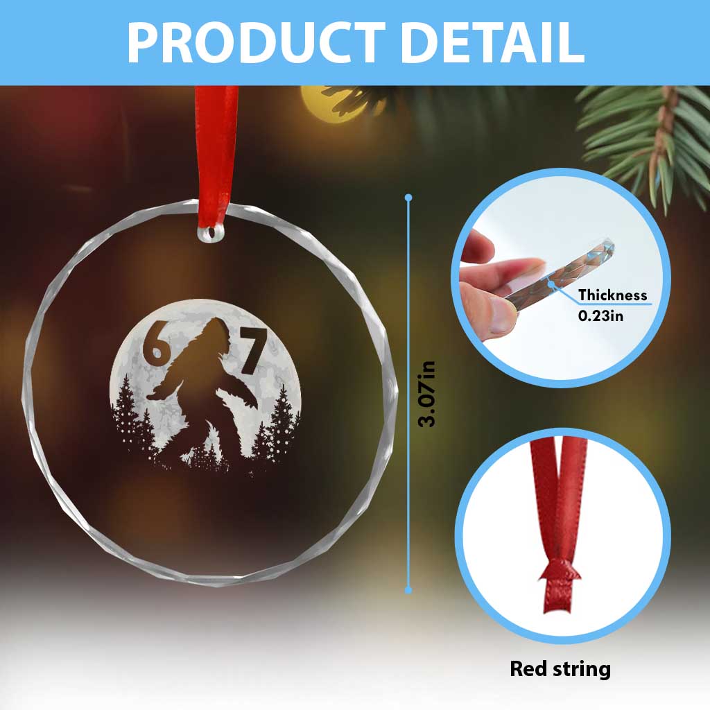 Funny Bigfoot 67 Night Stroll Moon Sasquatch Crystal Glass Ornament - Wonder Print Shop