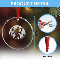 Funny Bigfoot 67 Night Stroll Moon Sasquatch Crystal Glass Ornament - Wonder Print Shop
