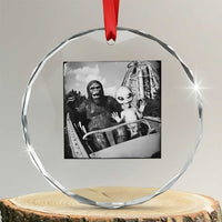 Funny Bigfoot Alien Crystal Glass Ornament Sasquatch UFO Coaster - Wonder Print Shop