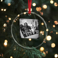 Funny Bigfoot Alien Crystal Glass Ornament Sasquatch UFO Coaster - Wonder Print Shop