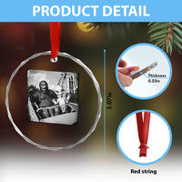 Funny Bigfoot Alien Crystal Glass Ornament Sasquatch UFO Coaster - Wonder Print Shop