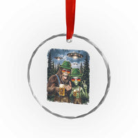 Funny Bigfoot Alien Oktoberfest Crystal Glass Ornament Selfie Beer Party German Lederhosen UFO Gift