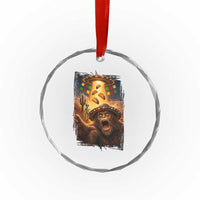 Funny Bigfoot Alien Selfie Crystal Glass Ornament Cinco De Mayo Party Gift