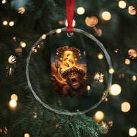 Funny Bigfoot Alien Selfie Crystal Glass Ornament Cinco De Mayo Party Gift