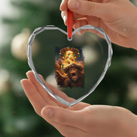 Funny Bigfoot Alien Selfie Heart Crystal Glass Ornament Cinco De Mayo Party Gift