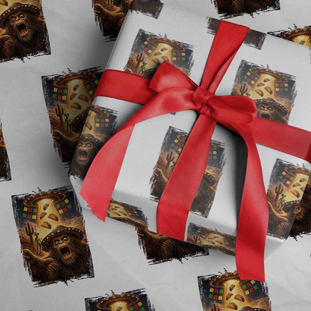 Funny Bigfoot Alien Selfie Wrapping Paper Roll Cinco De Mayo Party Gift