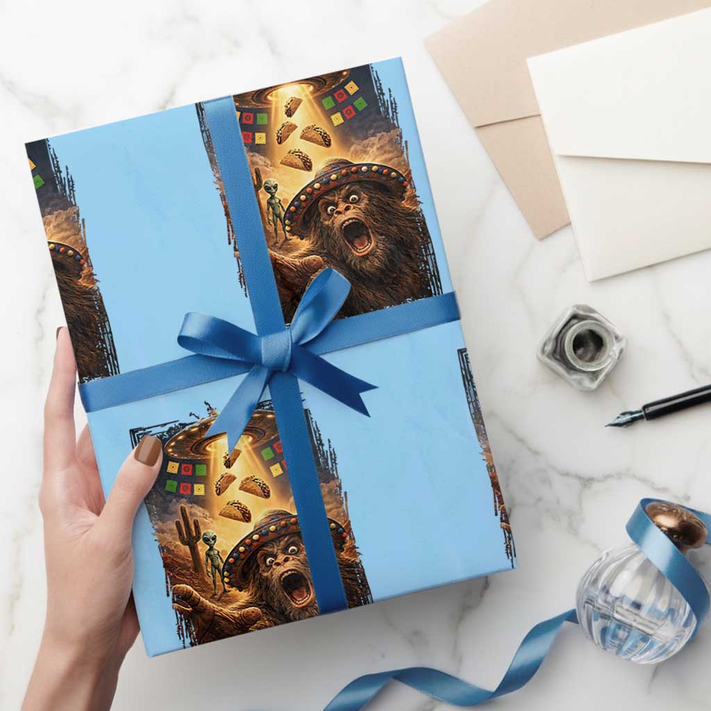 Funny Bigfoot Alien Selfie Wrapping Paper Roll Cinco De Mayo Party Gift