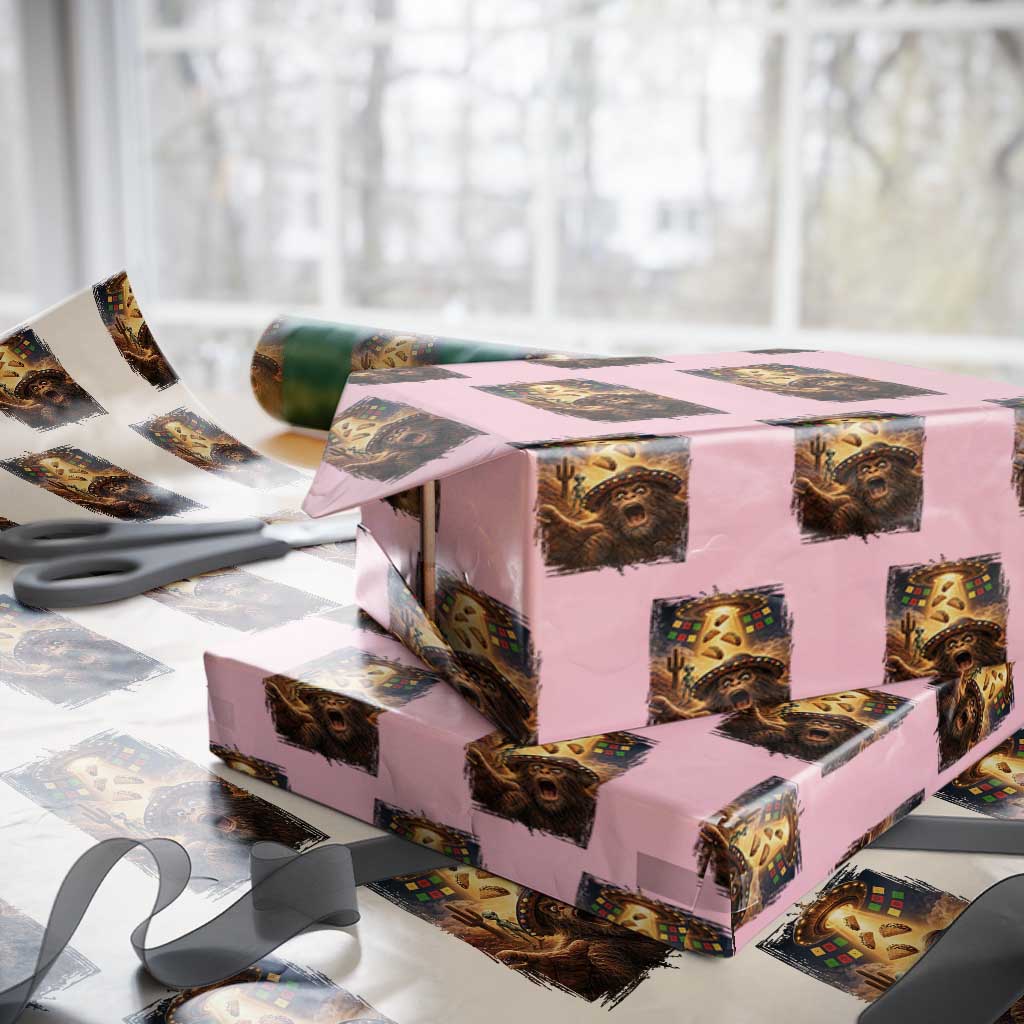 Funny Bigfoot Alien Selfie Wrapping Paper Roll Cinco De Mayo Party Gift