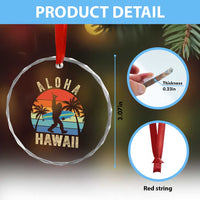Funny Bigfoot Aloha Hawaiian Surfing Crystal Glass Ornament Tropical Beach Surfer Gift