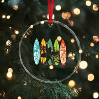 Funny Bigfoot Aloha Hawaiian Surfing Tropical Beach Surfer Crystal Glass Ornament