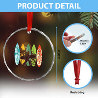 Funny Bigfoot Aloha Hawaiian Surfing Tropical Beach Surfer Crystal Glass Ornament