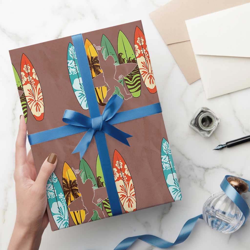 Funny Bigfoot Aloha Hawaiian Surfing Tropical Beach Surfer Wrapping Paper Roll