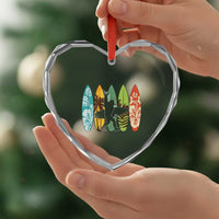 Funny Bigfoot Aloha Hawaiian Surfing Tropical Beach Surfer Heart Crystal Glass Ornament