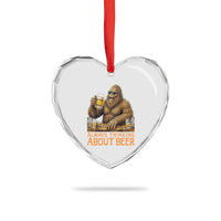 Funny Bigfoot Always Thinking About Beer Heart Crystal Glass Ornament Beer Drinker Gift