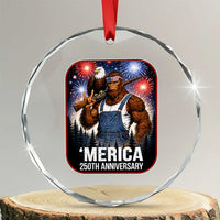 Funny Bigfoot America 250 Years Of American Freedom Crystal Glass Ornament