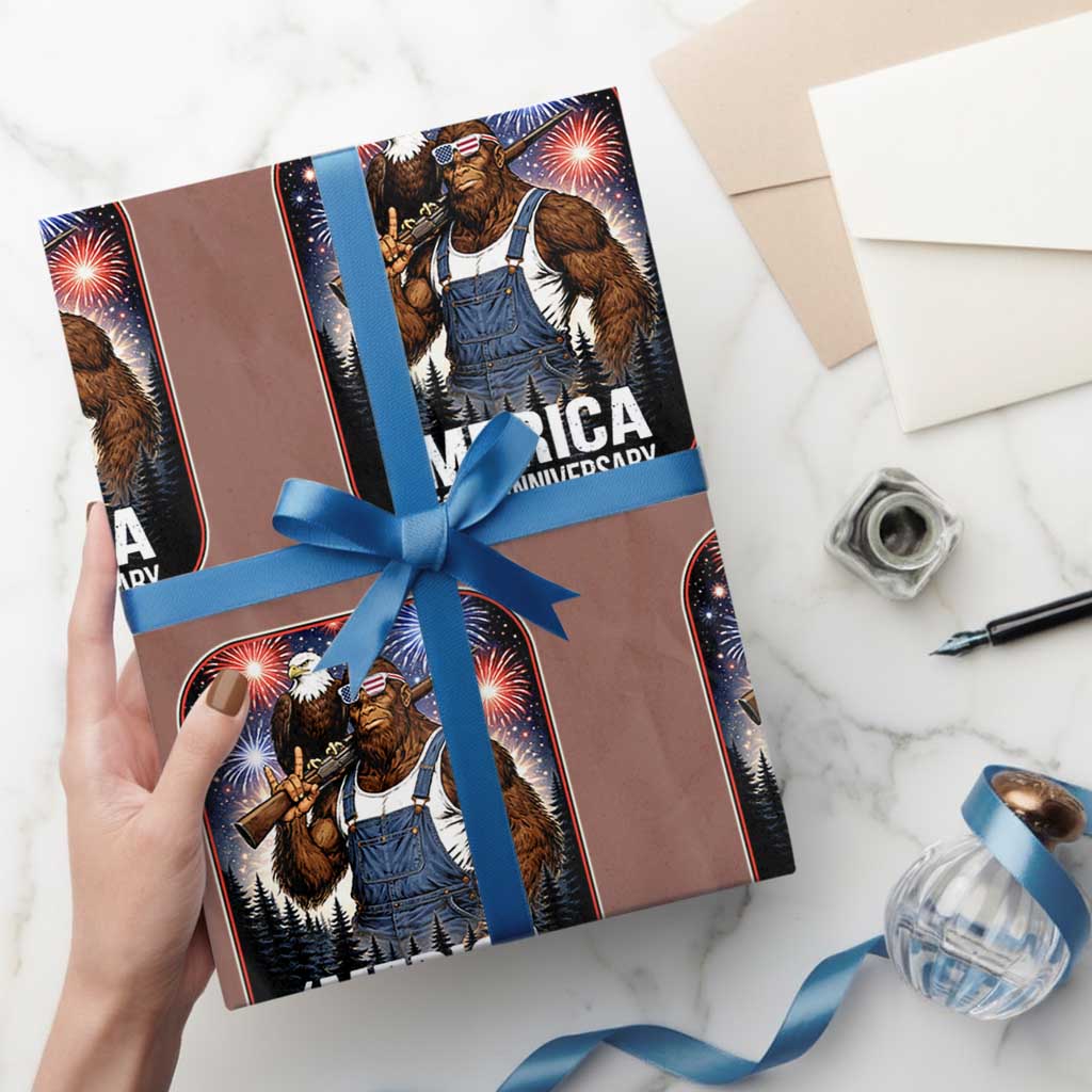Funny Bigfoot America 250 Years Of American Freedom Wrapping Paper Roll