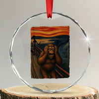 Funny Bigfoot And Alien Crystal Glass Ornament Parody The Scream Art Meme Gift TS12