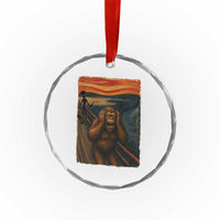 Funny Bigfoot And Alien Crystal Glass Ornament Parody The Scream Art Meme Gift TS12