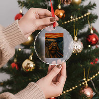 Funny Bigfoot And Alien Crystal Glass Ornament Parody The Scream Art Meme Gift TS12