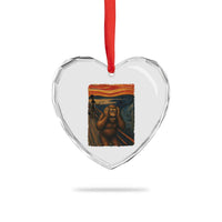 Funny Bigfoot And Alien Heart Crystal Glass Ornament Parody The Scream Art Meme Gift - Wonder Print Shop