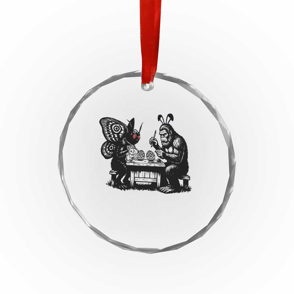 Funny Bigfoot And Mothman Egg Painting Crystal Glass Ornament Cryptid Easter Gift