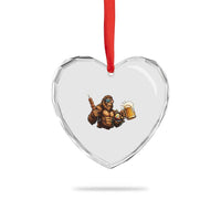 Funny Bigfoot BBQ Party Heart Crystal Glass Ornament Sasquatch Drinking Beer Celebrate Championship - Wonder Print Shop