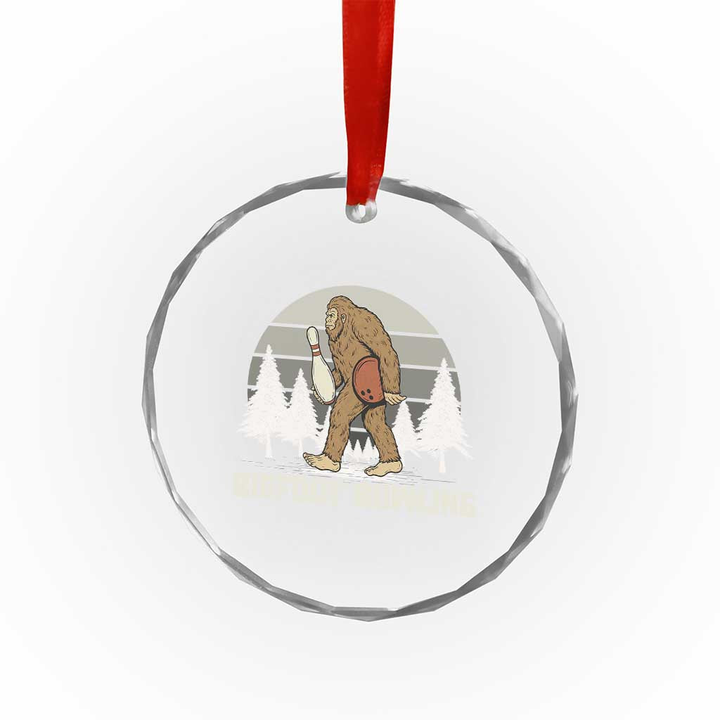 Funny Bigfoot Bowling Crystal Glass Ornament Gift For Bowler - Wonder Print Shop