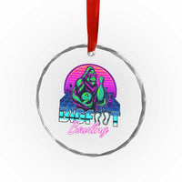 Funny Bigfoot Bowling Vaporwave Gift Crystal Glass Ornament - Wonder Print Shop