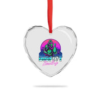 Funny Bigfoot Bowling Vaporwave Gift Heart Crystal Glass Ornament - Wonder Print Shop