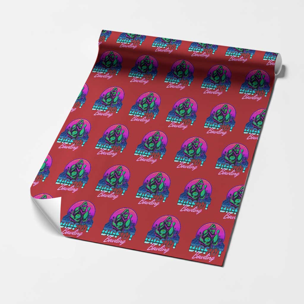 Funny Bigfoot Bowling Vaporwave Gift Wrapping Paper Roll - Wonder Print Shop